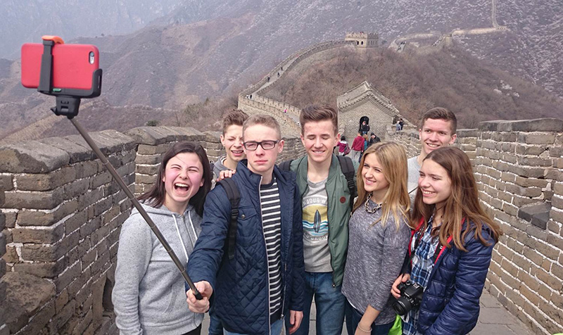 Les élèves allemands sur la Grande Muraille.